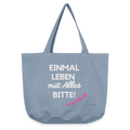 Vintage-washed Shopper I Einmal Leben mit ALLES - vintage light blue