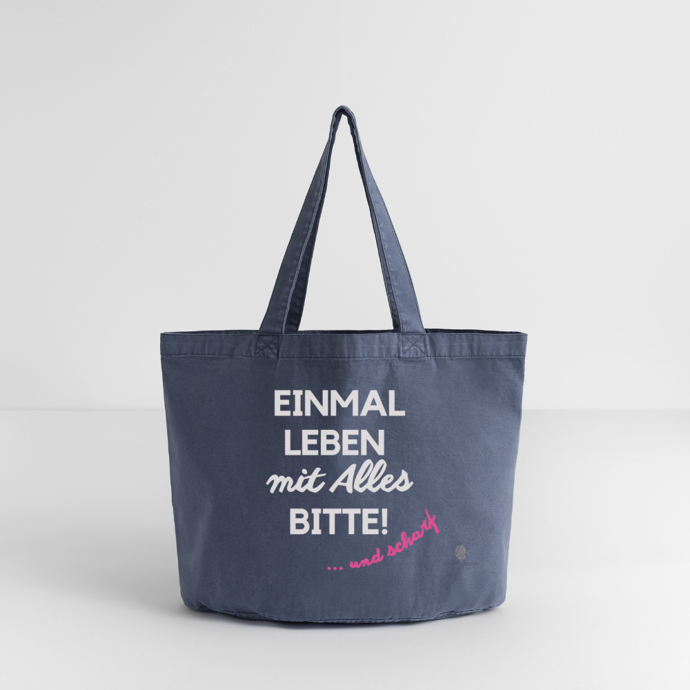 Vintage-washed Shopper I Einmal Leben mit ALLES - vintage denim