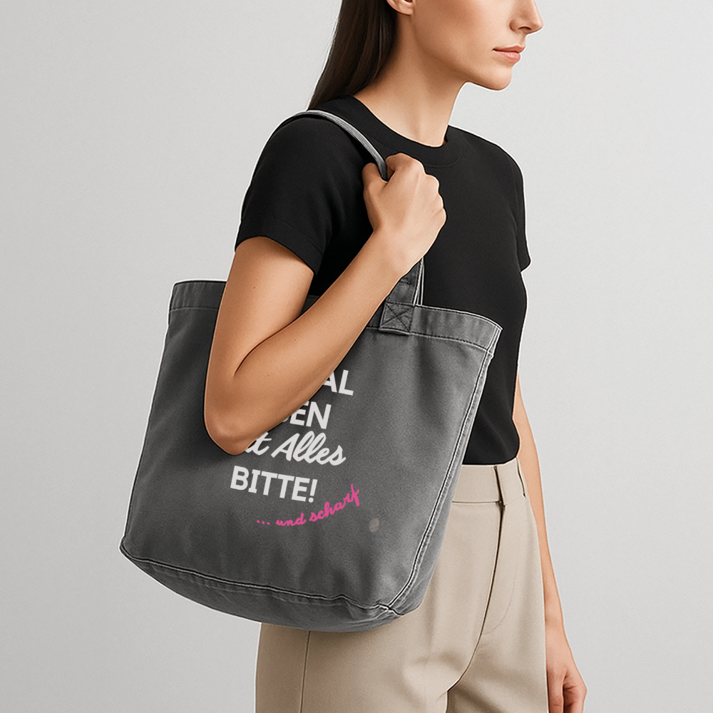 Vintage-washed Shopper I Einmal Leben mit ALLES - vintage black