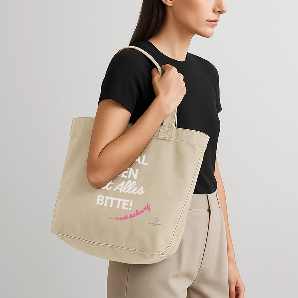 Vintage-washed Shopper I Einmal Leben mit ALLES - vintage sand 