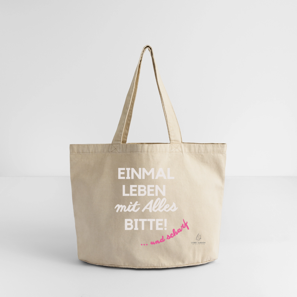Vintage-washed Shopper I Einmal Leben mit ALLES - vintage sand 