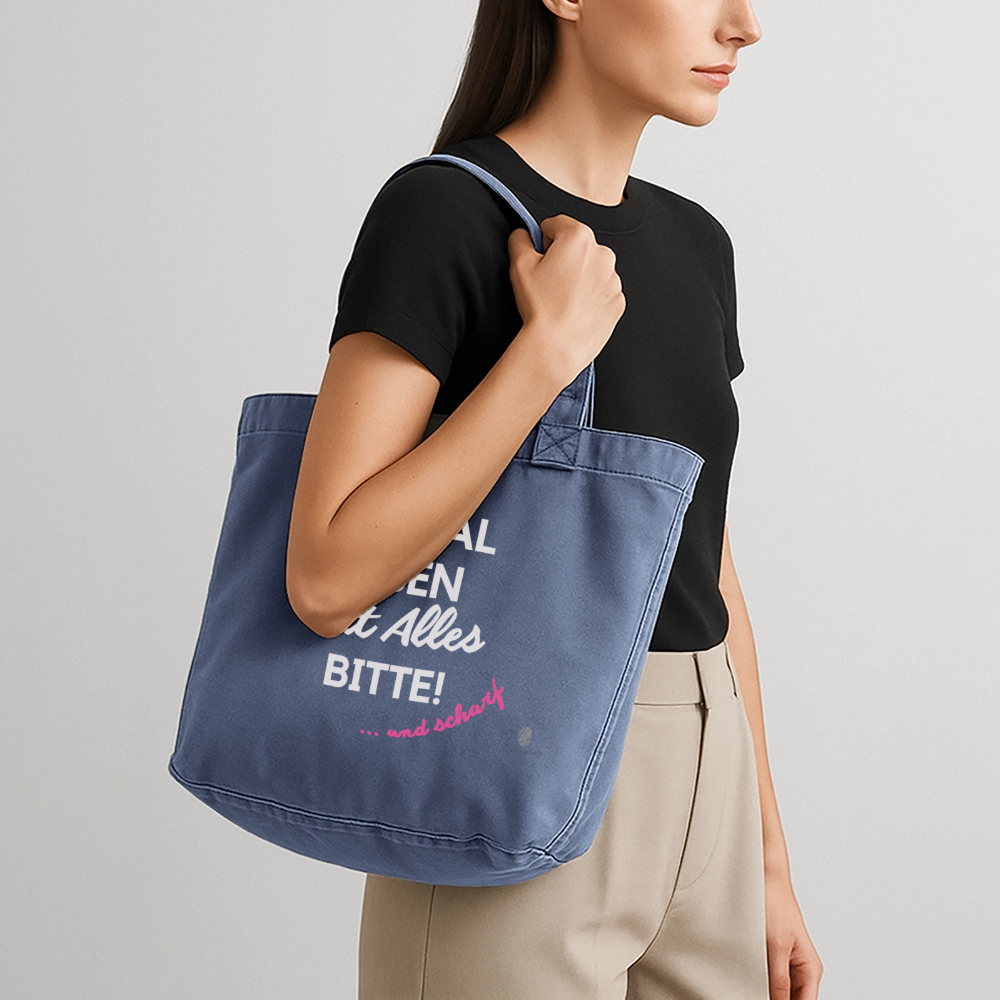 Vintage-washed Shopper I Einmal Leben mit ALLES - vintage denim